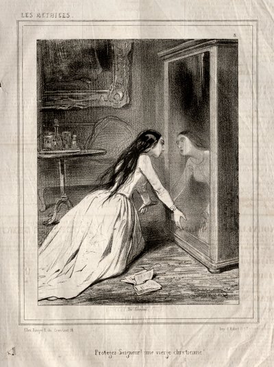 Skådespelerskor: Skydda Herren! en kristen jungfru, 1843. av Paul Gavarni