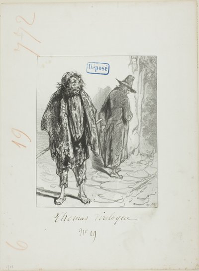 Les Propos de Thomas Vireloque: Figaro som blivit gammal blir Bazile av Paul Gavarni