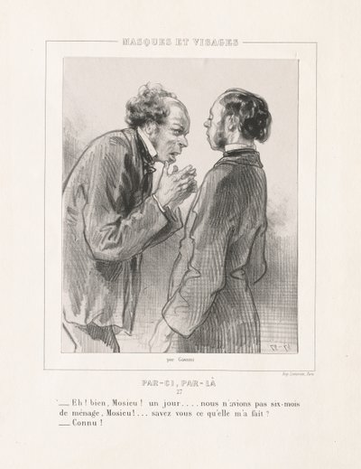Masker och ansikten: Här, där, 1850-talet. av Paul Gavarni