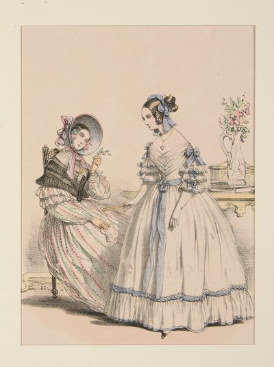 NOVEMBER 1838. Scarfklänning för gethår ​​med pärlband; av Paul Gavarni