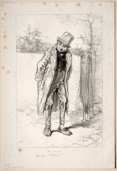 Physionomies Parisiennes: Au Marais. Här, Azor! här!, 1857-58. av Paul Gavarni