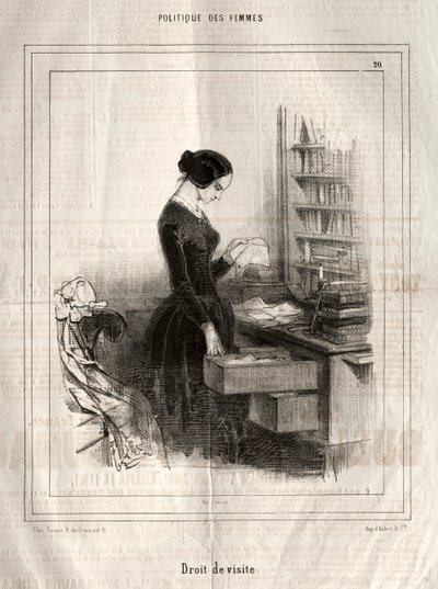 Kvinnopolitik: besöksrätt, 1843. av Paul Gavarni