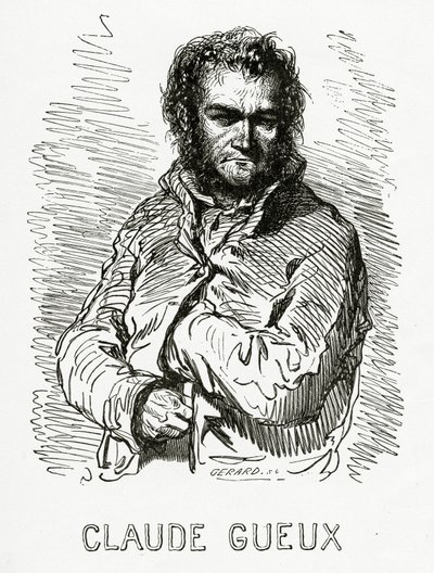 Porträtt av Claude Gueux, 1834 (sv-stick) av Paul Gavarni