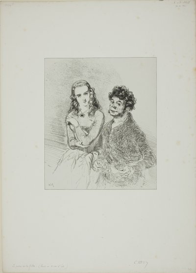 Utan titel (far och dotter) av Paul Gavarni