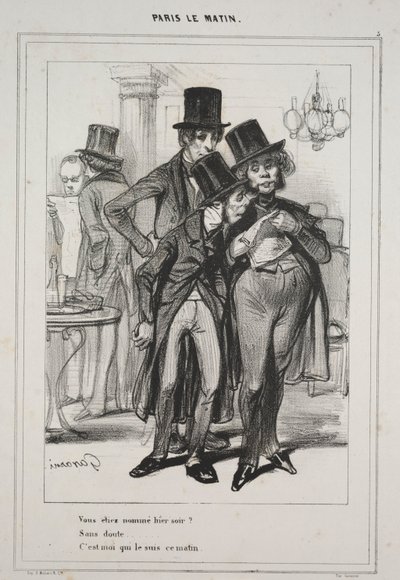 Du namngavs i går kväll... från serien Paris Le Matin, 1839. av Paul Gavarni