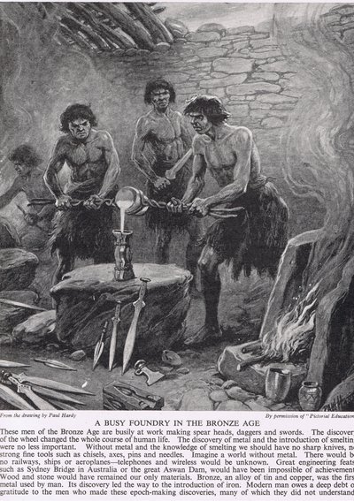 A Busy Foundry in the Bronze Age, illustration från 