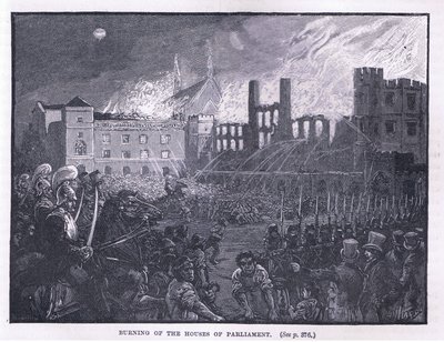 Bränning av parlamentshusen 1834 av Paul Hardy