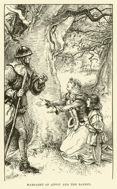 Margareta av Anjou och banditen (gravyr) av Paul Hardy