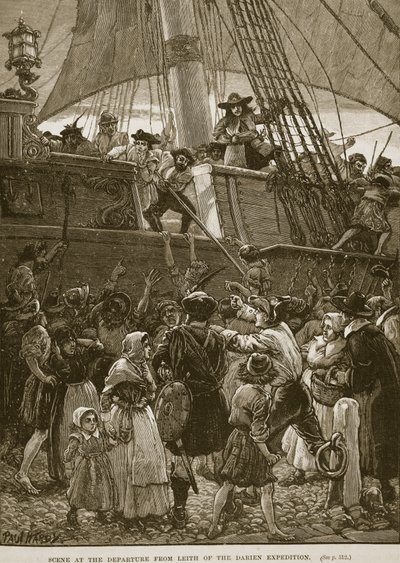 Scen vid Darien-expeditionens avgång från Leith, illustration från "Cassell