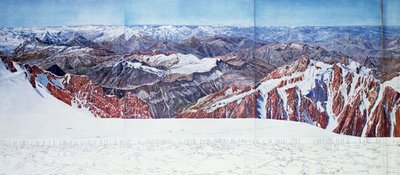 Panoramautsikt över toppen av Pelvoux (sommet du Pelvoux) i Massif des Ecrins, franska alperna (fotogravyr) (se även 404291) av Paul Helbronner