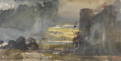 Romantiskt landskap med slott av Paul Huet
