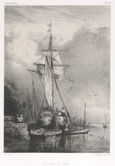 Souvenirs d Artistes No. 78: Six Marines: Surroundings of Rouen, 1832. av Paul Huet