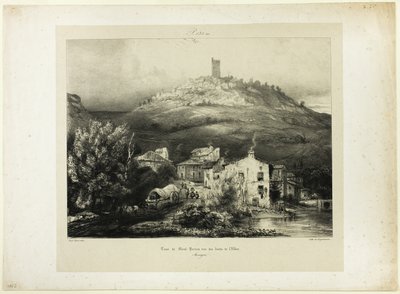 Tornet i Mont-Perrou, sett från stranden av Allier (Auvergne) av Paul Huet
