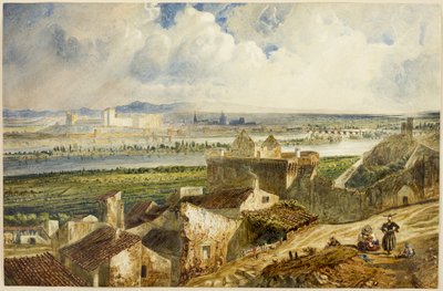 Utsikt över Avignon (från Villeneuve les Avignon) av Paul Huet