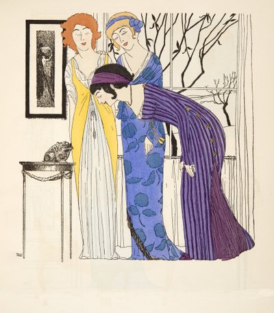Tre empire-klänningar från puben Les Robes de Paul Poiret. 1908 (stenciltryck) av Paul Iribe
