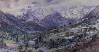 En alpin utsikt (akvarell) av Paul Jacob Naftel