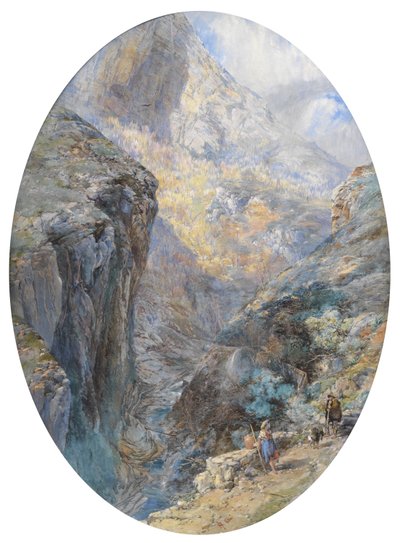 Nära Amalfi, La Vallée des Moulins, 1864 (wc förhöjd med kroppsfärg) av Paul Jacob Naftel
