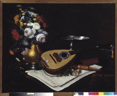 Stilleben med mandolin Målning av Paul Joret (1800-talet) 1800-talet Obligatoriskt omnämnande: Samlingsstiftelsen angående de Provence, Marseille av Paul Joret