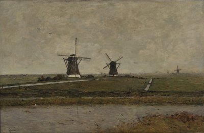 Polder med kvarnar nära Overschie av Paul Joseph Constantin Gabriel