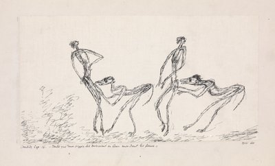 Candide, kapitel 16. Medan två apor följde efter dem och bet i sina rumpor, 1911. av Paul Klee