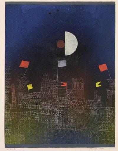 Stad med flaggor av Paul Klee