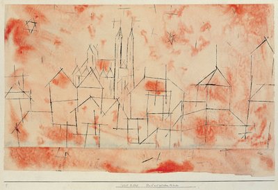 Stad med gotisk katedral, 1925. av Paul Klee