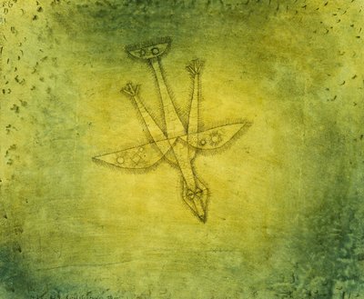 Ned den mer oroande fågeln; Herabstossender Vogel av Paul Klee