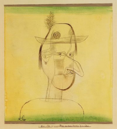 Komisk karaktär från en bayersk folkspel av Paul Klee