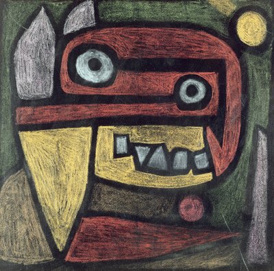 Utan titel (Mask: vilda djur) c.1939 (färgpenna & färgad pasta på papper) av Paul Klee
