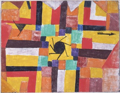 Med den roterande svarta solen och pilen, 1919. av Paul Klee