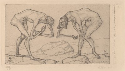 Två män, som tror att varandra har en högre rang, möts (Two Men Meet, Every Believing the Other to Be of Higher Rank av Paul Klee