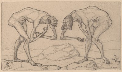 Två män, som antar att varandra har en högre position, möter Two Men Meet..., 1903. av Paul Klee