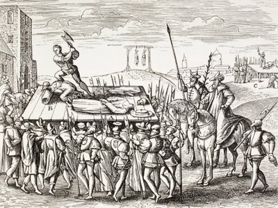 1500-talspropaganda som illustrerar straff som kung Henry Viii utdömde mot engelska katoliker. av Paul Lacroix