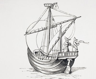 Ett segelfartyg från 1400-talet. av Paul Lacroix