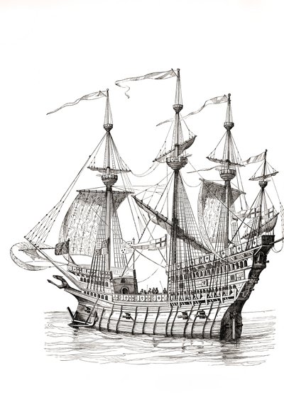 Krigsman som 1520 förde kung Henrik VIII från England till Frankrike för mötet med kung Frans I på fältet vid guldtyget. Efter en teckning av Holbein. av Paul Lacroix