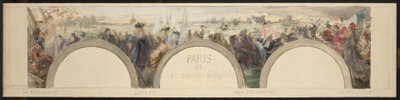 Skiss till entréhallen i Hôtel de ville de Paris: Paris och de stora epokerna av Paul Louis Delance