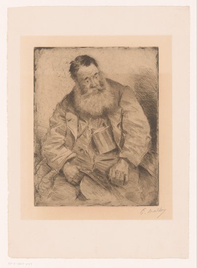 Porträtt av en sittande man med skägg av Paul Mathey (signed by artist)