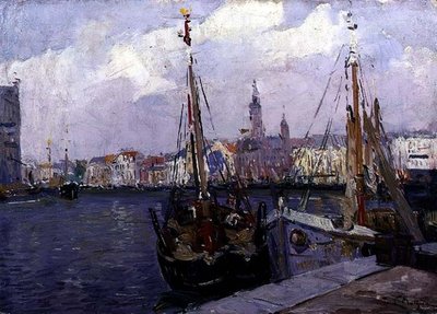 Hamnen i Oostende (olja ombord) av Paul Mathieu