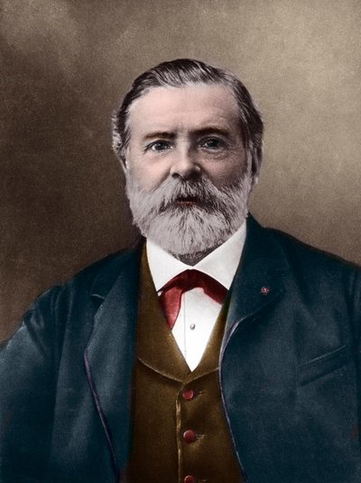 Porträtt av Etienne-Jules Marey (1830-1904); engelsk vetenskapsman och kronofotograf; uppfinnare av sfygmograf och en pionjär inom fotografi och film. Foto av Nadar, Paul (1856-1939). Digital färgläggning. av Paul Nadar