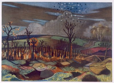 Air Fight at Wytschaete, från brittiska artister vid fronten, fortsättning på västfronten, del tre, Paul Nash av Paul Nash