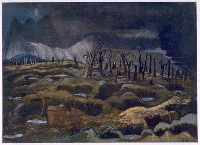 Nightfall, från British Artists at the Front, Fortsättning av västfronten, del tre, Paul Nash av Paul Nash