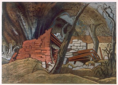 Shell Bursting, från brittiska artister vid fronten, fortsättning på västfronten, del tre, Paul Nash av Paul Nash
