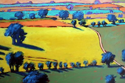 Cotswold Way närbild (akryl ombord) av Paul Powis