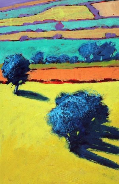 Cotswold Way närbild 1 (akryl ombord) av Paul Powis