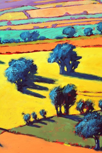Cotswold Way närbild 2 (akryl ombord) av Paul Powis