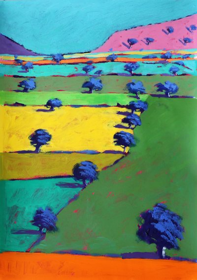 Hollybush, 2021 (akryl på papper) av Paul Powis