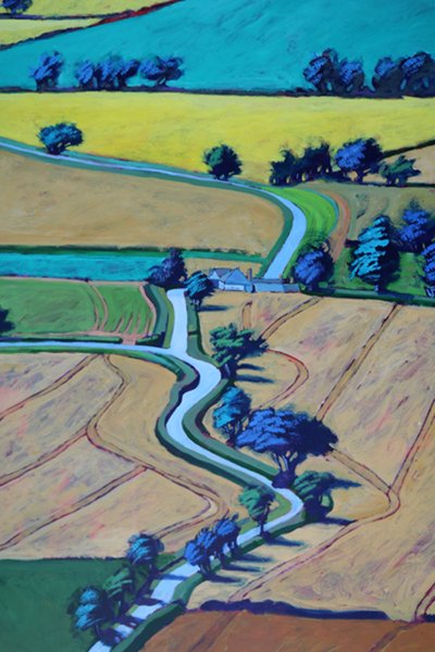 Lane i sommar närbild 1 (akryl ombord) av Paul Powis