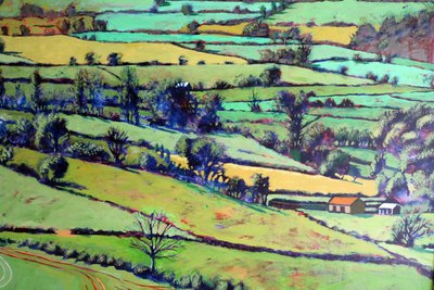Pentre close up 1, 2019 (akryl ombord) av Paul Powis