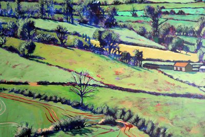 Pentre close up 2, 2019 (akryl ombord) av Paul Powis