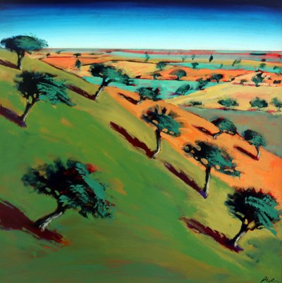 Ragged Stone Hill (akryl på papper) av Paul Powis
